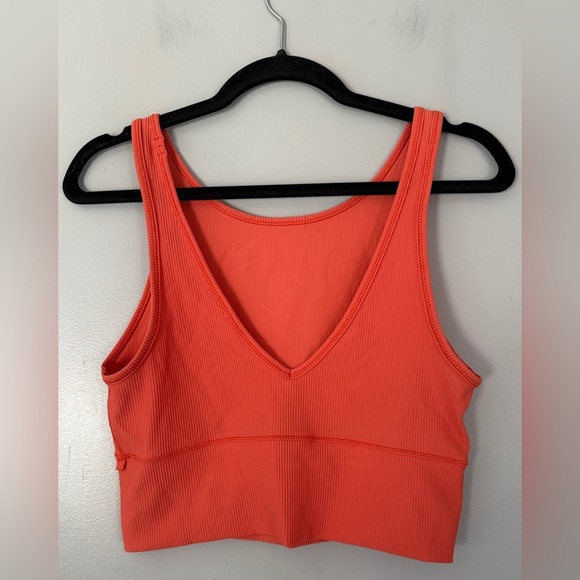 Lululemon Power Pivot Ribbed Coral Cross Tank Top - Picture 3 of 5